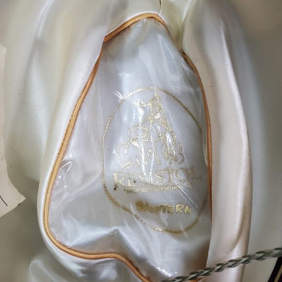 RESISTOL Cowboy Hat 6 7/8 5X Beaver Crystal White Cattleman Western A5036 L oval - Picture 16 of 16